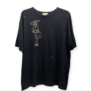 Simply Hot Women's Size 2X Blouse Shirt Tunic Top Black Shopping Diva Hat